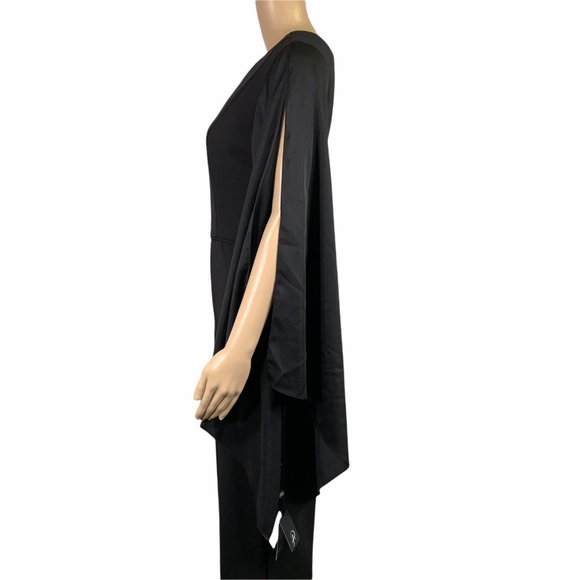 Adrianna Papell Black Formal One Shoulder Drape Sleeve Jumpsuit - Picture 8 of 16